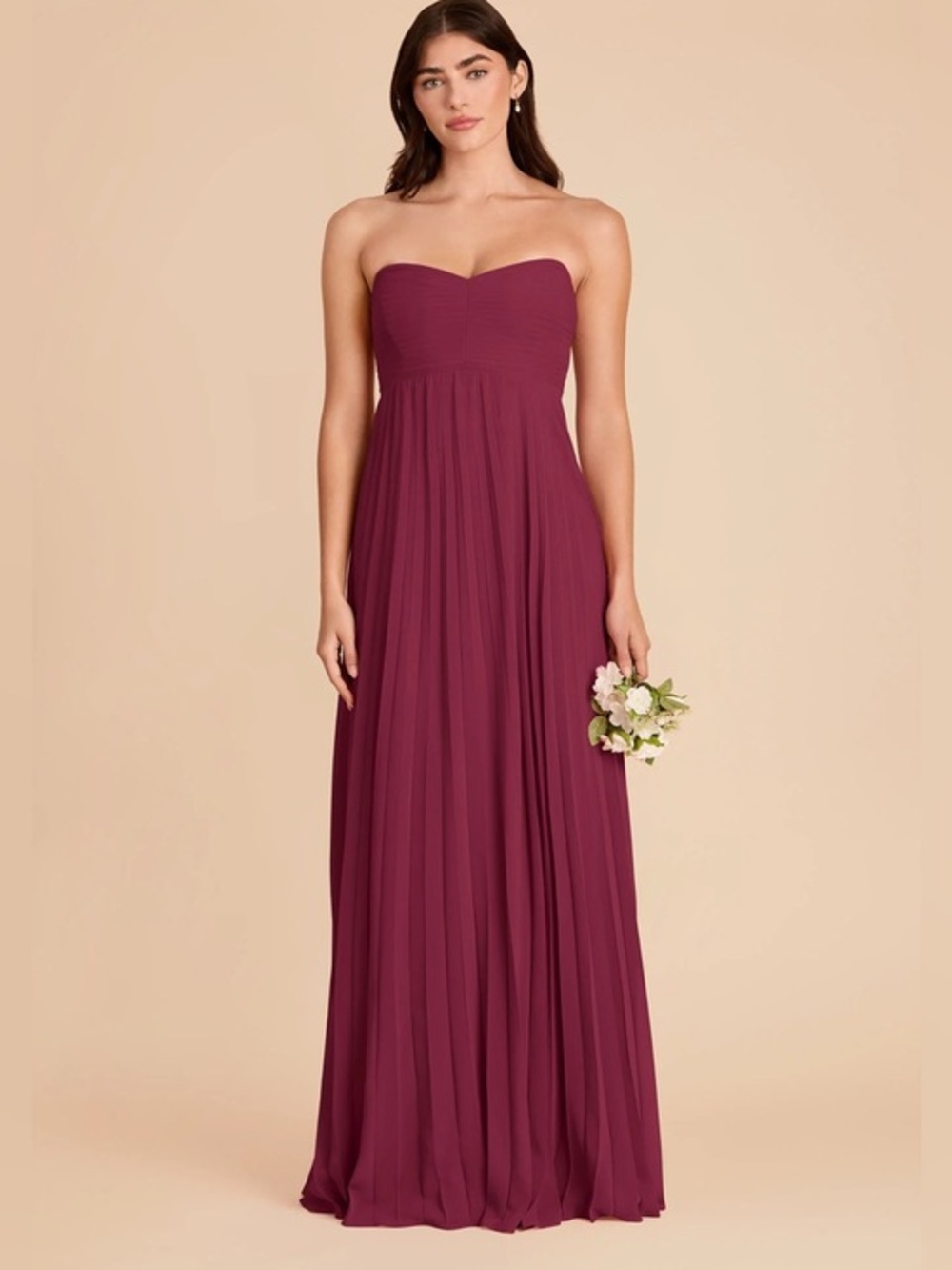 Birdy Grey NWT Sasha Chiffon Strapless Maxi Dress in Berry Size Medium